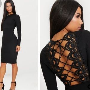 Pretty Little Thing Lace Back Midi Bodycon Dress